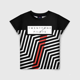 Детская футболка 3D с принтом Twenty One Pilots - Blurryface в городе Новоалтайск, 100% гипоаллергенный полиэфир | прямой крой, круглый вырез горловины, длина до линии бедер, чуть спущенное плечо, ткань немного тянется | band | best | blurry | face | indie | logo | music | one | pilots | pop | regional | rock | symbol | top | trench | twenty | vessel | группа | инди | лого | логотип | музыка | пилоты | поп | рок | символ | топ | тренч