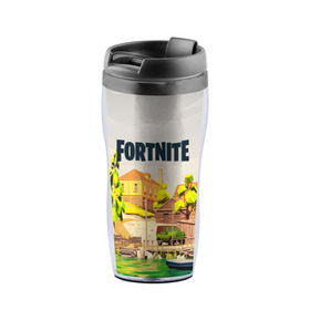 Термокружка-непроливайка с принтом FORTNITE в городе Новоалтайск, внутренняя часть — пищевой пластик, наружная часть — прозрачный пластик, между ними — полиграфическая вставка с рисунком | объем — 350 мл, герметичная крышка | battle royale | fortnite | fortnite battle royale | futuresynth | game | outrun | retrowave | synth | synthwave | игры | ретровейв | синтвейв | фортнайт