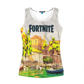 Женская майка 3D с принтом FORTNITE в городе Новоалтайск, 100% полиэстер | круглая горловина, прямой силуэт, длина до линии бедра | battle royale | fortnite | fortnite battle royale | futuresynth | game | outrun | retrowave | synth | synthwave | игры | ретровейв | синтвейв | фортнайт