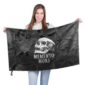 Флаг 3D с принтом Memento mori в городе Новоалтайск, 100% полиэстер | плотность ткани — 95 г/м2, размер — 67 х 109 см. Принт наносится с одной стороны | black | death | life | memento mori | skeleton | skull | жизнь | скелет | череп | черный