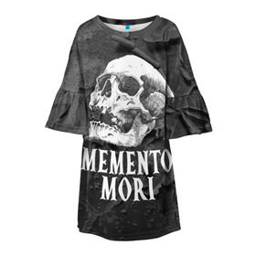 Детское платье 3D с принтом Memento mori в городе Новоалтайск, 100% полиэстер | прямой силуэт, чуть расширенный к низу. Круглая горловина, на рукавах — воланы | black | death | life | memento mori | skeleton | skull | жизнь | скелет | череп | черный