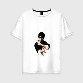 Женская футболка хлопок Oversize с принтом Bruce lee в городе Новоалтайск, 100% хлопок | свободный крой, круглый ворот, спущенный рукав, длина до линии бедер
 | bruce lee | jeet kune do | брюс ли | каратэ
