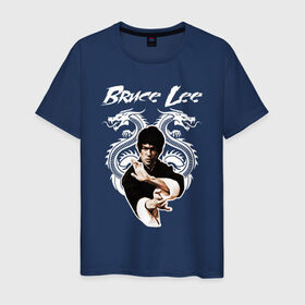 Мужская футболка хлопок с принтом Bruce lee в городе Новоалтайск, 100% хлопок | прямой крой, круглый вырез горловины, длина до линии бедер, слегка спущенное плечо. | bruce lee | jeet kune do | брюс ли | каратэ