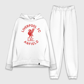 Женский костюм хлопок Oversize с принтом Ливерпуль в городе Новоалтайск,  |  | anfield | liverpool | liverpool fc | the reds | you ll never walk a | клубная | красные | ливерпуль | мерсисайдцы | фанатская | футбольная | футбольный клуб | футбольный клуб ливерпуль | энфилд