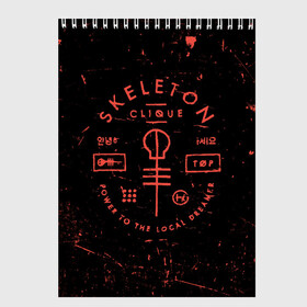 Скетчбук с принтом TOP - Skeleton Clique в городе Новоалтайск, 100% бумага
 | 48 листов, плотность листов — 100 г/м2, плотность картонной обложки — 250 г/м2. Листы скреплены сверху удобной пружинной спиралью | Тематика изображения на принте: band | best | blurry | face | indie | logo | music | one | pilots | pop | regional | rock | symbol | top | trench | twenty | vessel | группа | инди | лого | логотип | музыка | пилоты | поп | рок | символ | топ | тренч