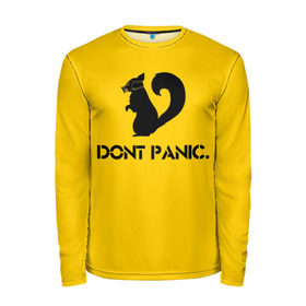 Мужской лонгслив 3D с принтом Dont Panic. в городе Новоалтайск, 100% полиэстер | длинные рукава, круглый вырез горловины, полуприлегающий силуэт | Тематика изображения на принте: dont panic | белка | енот | скунс