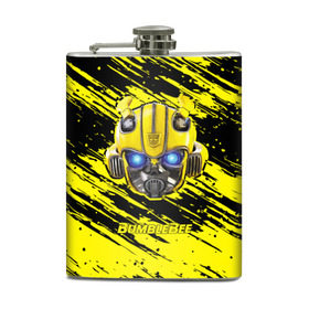Фляга с принтом Bumblebee в городе Новоалтайск, металлический корпус | емкость 0,22 л, размер 125 х 94 мм. Виниловая наклейка запечатывается полностью | transformers | автоботы | бамблби | кибертрон | мегатрон | оптимус | прайм | робот | трансформеры
