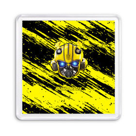 Магнит 55*55 с принтом Bumblebee в городе Новоалтайск, Пластик | Размер: 65*65 мм; Размер печати: 55*55 мм | Тематика изображения на принте: transformers | автоботы | бамблби | кибертрон | мегатрон | оптимус | прайм | робот | трансформеры