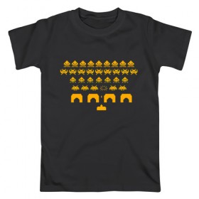 Мужская футболка хлопок с принтом Space Invaders в городе Новоалтайск, 100% хлопок | прямой крой, круглый вырез горловины, длина до линии бедер, слегка спущенное плечо. | 