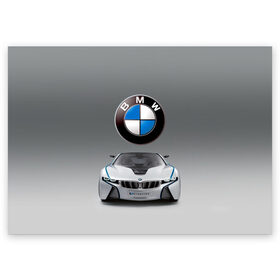Поздравительная открытка с принтом BMW Vision в городе Новоалтайск, 100% бумага | плотность бумаги 280 г/м2, матовая, на обратной стороне линовка и место для марки
 | bmw | car | germany | motorsport | sports car | автомобиль | автоспорт | бмв | германия | спорткар