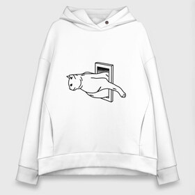 Женское худи Oversize хлопок с принтом Толстый Кот в городе Новоалтайск, френч-терри — 70% хлопок, 30% полиэстер. Мягкий теплый начес внутри —100% хлопок | боковые карманы, эластичные манжеты и нижняя кромка, капюшон на магнитной кнопке | cat | citty | fat | котик | кошак