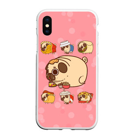 Чехол для iPhone XS Max матовый с принтом Толстый Мопс в городе Новоалтайск, Силикон | Область печати: задняя сторона чехла, без боковых панелей | fastfood | free | junkfood | pug | бургер | еда | картошка | кола | пицца | собака | фастфуд | фри | хотдог | чипсы | шаурма