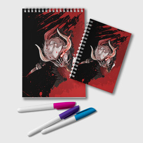 Блокнот с принтом Goblin Slayer в городе Новоалтайск, 100% бумага | 48 листов, плотность листов — 60 г/м2, плотность картонной обложки — 250 г/м2. Листы скреплены удобной пружинной спиралью. Цвет линий — светло-серый
 | Тематика изображения на принте: ahegao | anime | armor | blood | goblin | knight | manga | slayer | аниме | ахегао | гоблин | гоблинов | гоблины | доспехи | жрица | кровища | кровь | манга | мульт | мультик | ранобэ | рыцарь | сериал