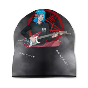 Шапка 3D с принтом Sally Face with a Guitar в городе Новоалтайск, 100% полиэстер | универсальный размер, печать по всей поверхности изделия | fisher | larry johnson | mask | sally  face | sally fisher | sallyface | демоны | духи | маска | пентаграмма | призраки | рок | салли | салли фейс | салли фишер | фейс | шепот