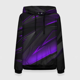 Женская толстовка 3D с принтом GEOMETRY STRIPES NEON | ФИОЛЕТОВЫЕ ПОЛОСЫ в городе Новоалтайск, 100% полиэстер  | двухслойный капюшон со шнурком для регулировки, мягкие манжеты на рукавах и по низу толстовки, спереди карман-кенгуру с мягким внутренним слоем. | abstract | geometry | metal | polyviolet | purple | still | stripes | texture | violet | абстракция | геометрия | металл | сталь | текстура | ультрафиолет | фиолетовый