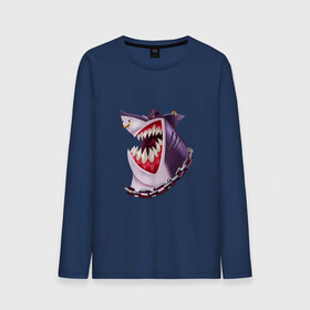 Мужской лонгслив хлопок с принтом Акула в городе Новоалтайск, 100% хлопок |  | shark | акула | головарыбы | клыки | пирсинг | рыба | хищник | цепь