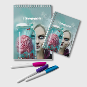 Блокнот с принтом i-ZOMBIE в городе Новоалтайск, 100% бумага | 48 листов, плотность листов — 60 г/м2, плотность картонной обложки — 250 г/м2. Листы скреплены удобной пружинной спиралью. Цвет линий — светло-серый
 | i zombie | лив мур | оливия мур | я зомби