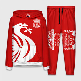 Женский костюм 3D (с толстовкой) с принтом Ливерпуль в городе Новоалтайск,  |  | anfield | liverpool | liverpool fc | the reds | you ll never walk a | клубная | красные | ливерпуль | мерсисайдцы | фанатская | футбольная | футбольный клуб | футбольный клуб ливерпуль | энфилд