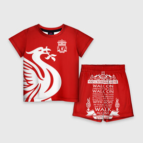 Детский костюм с шортами 3D с принтом Ливерпуль в городе Новоалтайск,  |  | anfield | liverpool | liverpool fc | the reds | you ll never walk a | клубная | красные | ливерпуль | мерсисайдцы | фанатская | футбольная | футбольный клуб | футбольный клуб ливерпуль | энфилд