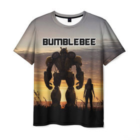 Мужская футболка 3D с принтом BUMBLEBEE в городе Новоалтайск, 100% полиэфир | прямой крой, круглый вырез горловины, длина до линии бедер | Тематика изображения на принте: bumblebee | автобот | бамблби | герой | камаро | прайм | робот | трансформеры | фильм | шевроле