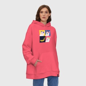 Худи SuperOversize хлопок с принтом BanaNO в городе Новоалтайск, 70% хлопок, 30% полиэстер, мягкий начес внутри | карман-кенгуру, эластичная резинка на манжетах и по нижней кромке, двухслойный капюшон
 | cat | абстракция | банан | бананы | кот | котики | прикол | прикольная | хлопок