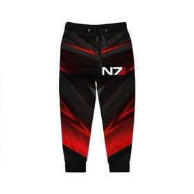 Детские брюки 3D с принтом MASS EFFECT N7 в городе Новоалтайск, 100% полиэстер | манжеты по низу, эластичный пояс регулируется шнурком, по бокам два кармана без застежек, внутренняя часть кармана из мелкой сетки | Тематика изображения на принте: abstract | armour | geometry | geometry stripes | metal | n7 | still | still armour | texture | абстракция | броня | геометрия | костюм | масс эффект | металл | н7 | сталь | стальная броня | текстура | шепард
