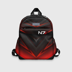 Детский рюкзак 3D с принтом MASS EFFECT N7 в городе Новоалтайск, 100% полиэстер | лямки с регулируемой длиной, сверху петелька, чтобы рюкзак можно было повесить на вешалку. Основное отделение закрывается на молнию, как и внешний карман. Внутри дополнительный карман. По бокам два дополнительных кармашка | abstract | armour | geometry | geometry stripes | metal | n7 | still | still armour | texture | абстракция | броня | геометрия | костюм | масс эффект | металл | н7 | сталь | стальная броня | текстура | шепард