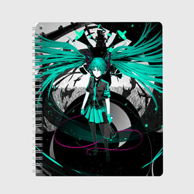 Тетрадь с принтом Miku Hatsune Vocaloid в городе Новоалтайск, 100% бумага | 48 листов, плотность листов — 60 г/м2, плотность картонной обложки — 250 г/м2. Листы скреплены сбоку удобной пружинной спиралью. Уголки страниц и обложки скругленные. Цвет линий — светло-серый
 | hatsune miku | miku hatsune | vocaloid | вокалоид | мику хатсуне | мику хатсунэ | мику хацуне | мику хацунэ | хатсуне мику | хатсунэ мику | хацуне мику | хацунэ мику