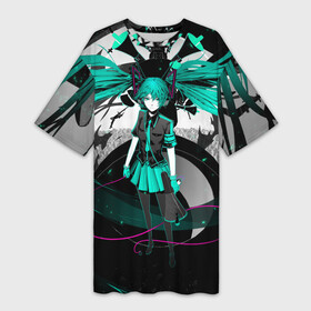 Платье-футболка 3D с принтом Miku Hatsune Vocaloid в городе Новоалтайск,  |  | Тематика изображения на принте: hatsune miku | miku hatsune | vocaloid | вокалоид | мику хатсуне | мику хатсунэ | мику хацуне | мику хацунэ | хатсуне мику | хатсунэ мику | хацуне мику | хацунэ мику