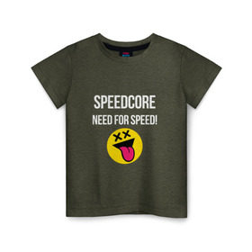Детская футболка хлопок с принтом Speedcore в городе Новоалтайск, 100% хлопок | круглый вырез горловины, полуприлегающий силуэт, длина до линии бедер | Тематика изображения на принте: frenchcore | gabber | hardcore | hardcoremusic | speedcore