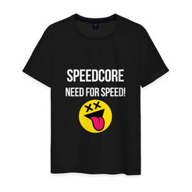 Мужская футболка хлопок с принтом Speedcore в городе Новоалтайск, 100% хлопок | прямой крой, круглый вырез горловины, длина до линии бедер, слегка спущенное плечо. | frenchcore | gabber | hardcore | hardcoremusic | speedcore