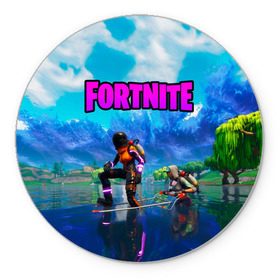 Коврик круглый с принтом Fortnite повозка в городе Новоалтайск, резина и полиэстер | круглая форма, изображение наносится на всю лицевую часть | Тематика изображения на принте: fortnite | game | битва | игра | камуфляж | король | огонь | фортнайн | фортнайт