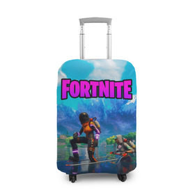 Чехол для чемодана 3D с принтом Fortnite повозка в городе Новоалтайск, 86% полиэфир, 14% спандекс | двустороннее нанесение принта, прорези для ручек и колес | Тематика изображения на принте: fortnite | game | битва | игра | камуфляж | король | огонь | фортнайн | фортнайт