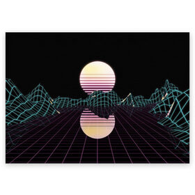 Поздравительная открытка с принтом Retro Wave в городе Новоалтайск, 100% бумага | плотность бумаги 280 г/м2, матовая, на обратной стороне линовка и место для марки
 | hipster | neon | retro wave | vaporwave | геометрия | космос | неон | хипстер