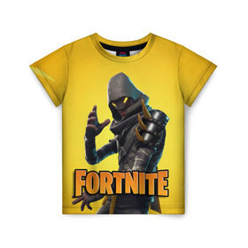 Детская футболка 3D с принтом FORTNITE в городе Новоалтайск, 100% гипоаллергенный полиэфир | прямой крой, круглый вырез горловины, длина до линии бедер, чуть спущенное плечо, ткань немного тянется | fortnite | битва | игра | компьютерная игра | королевская | надпись | симулятор | фортнайт
