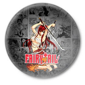 Значок с принтом Fairy Tail (Эльза) в городе Новоалтайск,  металл | круглая форма, металлическая застежка в виде булавки | Тематика изображения на принте: anime | fairy tail | manga | аниме | манга | фейри тейл | фея | хвост | хвост феи | эльза