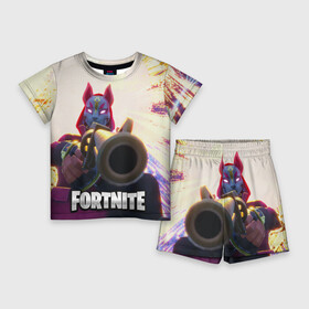 Детский костюм с шортами 3D с принтом FORTNITE в городе Новоалтайск,  |  | Тематика изображения на принте: fortnite | битва | игра | компьютерная игра | королевская | надпись | симулятор | фортнайт