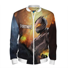 Мужской бомбер 3D с принтом FORTNITE в городе Новоалтайск, 100% полиэстер | застегивается на молнию, по бокам два кармана без застежек, по низу бомбера и на воротнике - эластичная резинка | fortnite | битва | игра | компьютерная игра | королевская | надпись | симулятор | фортнайт