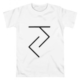 Мужская футболка хлопок с принтом Йога - руна в городе Новоалтайск, 100% хлопок | прямой крой, круглый вырез горловины, длина до линии бедер, слегка спущенное плечо. | 