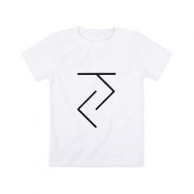 Детская футболка хлопок с принтом Йога - руна в городе Новоалтайск, 100% хлопок | круглый вырез горловины, полуприлегающий силуэт, длина до линии бедер | 