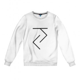 Женский свитшот хлопок с принтом Йога - руна в городе Новоалтайск, 100% хлопок | прямой крой, круглый вырез, на манжетах и по низу широкая трикотажная резинка  | 