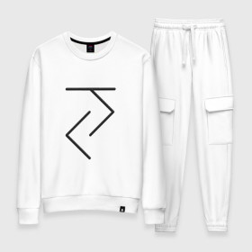 Женский костюм хлопок с принтом Йога - руна в городе Новоалтайск, 100% хлопок | на свитшоте круглая горловина, мягкая резинка по низу. Брюки заужены к низу, на них два вида карманов: два 