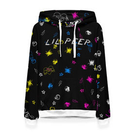 Женская толстовка 3D с принтом Lil Peep (Legend) в городе Новоалтайск, 100% полиэстер  | двухслойный капюшон со шнурком для регулировки, мягкие манжеты на рукавах и по низу толстовки, спереди карман-кенгуру с мягким внутренним слоем. | gustav hr | legend | life | life is beautiful | lil | lil peep | love | pank | peep | rap | rock | sad | грусть | густав элайджа ар | легенда | лил | лил пип | панк | пип | реп | рок | череп | штрихи