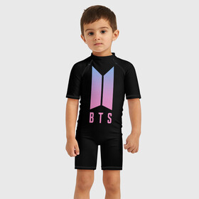 Детский купальный костюм 3D с принтом BTS Suga в городе Новоалтайск, Полиэстер 85%, Спандекс 15% | застежка на молнии на спине | bts | suga | бтс | группа | корейская | музыка | розовый | цветы | черный