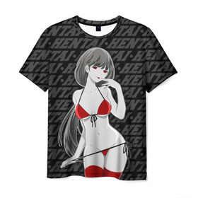 Мужская футболка 3D с принтом HENTAI CHAN в городе Новоалтайск, 100% полиэфир | прямой крой, круглый вырез горловины, длина до линии бедер | ahegao | anime | kodome | manga | senpai | аниме | анимэ | ахегао | кодоме | манга | меха | сенпай | юри | яой
