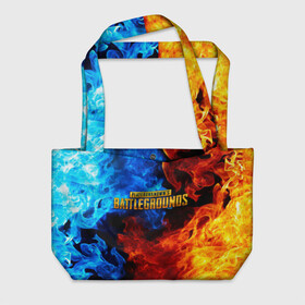 Пляжная сумка 3D с принтом PUBG в городе Новоалтайск, 100% полиэстер | застегивается на металлическую кнопку; внутренний карман застегивается на молнию. Стенки укреплены специальным мягким материалом, чтобы защитить содержимое от несильных ударов
 | battlegrounds | playerunknown s | pubg | вода | игра | компьютерная игра | огонь | огонь и вода | пубг | шутер