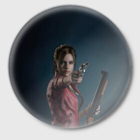 Значок с принтом Claire Redfield в городе Новоалтайск,  металл | круглая форма, металлическая застежка в виде булавки | 2 | biohazard | claire | evil | horror | raccoon | resident | survival | t virus | t вирус | выживание | зла | кеннеди | клэр | леон | обитель | раккун | редфилд | скотт | ужас