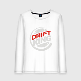 Женский лонгслив хлопок с принтом Drift King в городе Новоалтайск, 100% хлопок |  | audi | bmw | car | drift | ferrari | ford | mercedes | road | speed | авто | автомобиль | ауди | водитель | газ | гонка | дорога | дрифт | машина | мерседес | педаль | скорость | тормоз