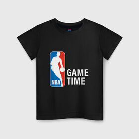 Детская футболка хлопок с принтом NBA - Game Time в городе Новоалтайск, 100% хлопок | круглый вырез горловины, полуприлегающий силуэт, длина до линии бедер | and1 | basketball | coach | game | james | jordan | lebron | mvp | nba | player | slam dunk | sport | streetball | team | баскетбол | баскетболист | бросок | джеймс | джордан | игра | игрок | леброн | мяч | нба | победа | слэм данк | спорт | тре