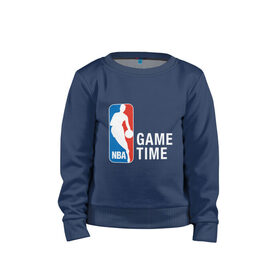 Детский свитшот хлопок с принтом NBA - Game Time в городе Новоалтайск, 100% хлопок | круглый вырез горловины, эластичные манжеты, пояс и воротник | and1 | basketball | coach | game | james | jordan | lebron | mvp | nba | player | slam dunk | sport | streetball | team | баскетбол | баскетболист | бросок | джеймс | джордан | игра | игрок | леброн | мяч | нба | победа | слэм данк | спорт | тре